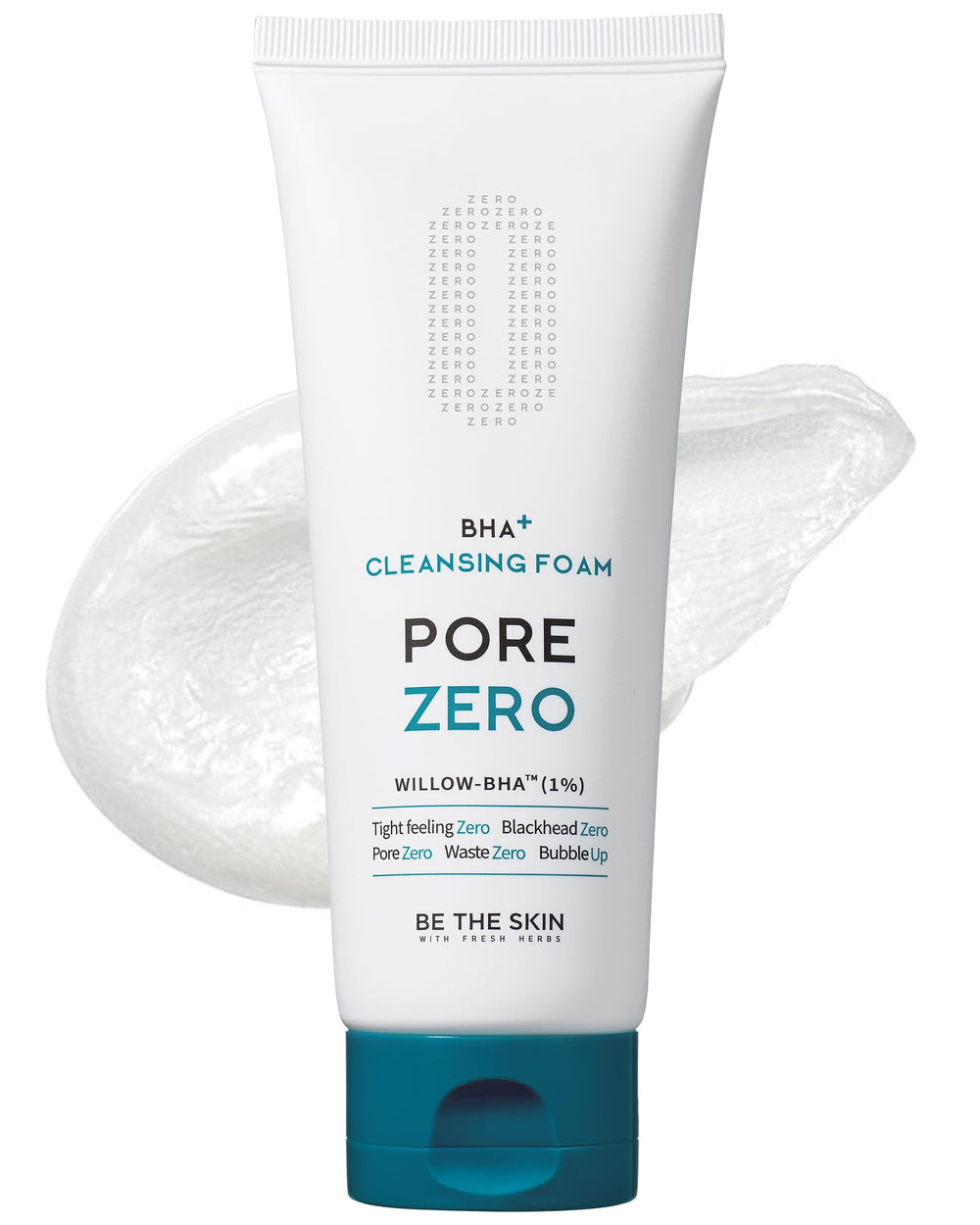 BE THE SKIN BHA+ Pore Zero Foam bottle pump for easy daily cleansing on sensitive skin.