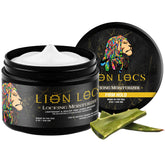 Beard Gains Lion Locs 8oz bottle showing firm hold and moisturizing formula for dreadlocks.