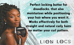Beard Gains Lion Locs jar-label highlights all-natural ingredients for healthy loc maintenance.