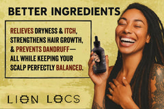 Beard Gains Lion Locs scalp-relaxer in use, soothing the scalp during maintenance.