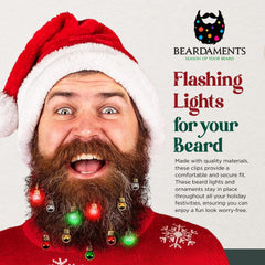 Beardaments beard ornaments with clip-attachment for quick holiday styling.