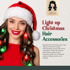 Beardaments Light Up Hair Lights flashing red and green accents for party-ready cosplay.