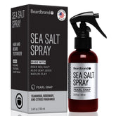 Beardbrand Sea Salt Spray bottle shows lightweight beach texture for natural movement.