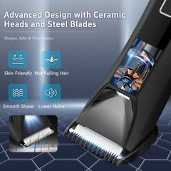 Beatslm interchangeable heads support nose trimming, foil shaving, and body trimming.