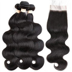 Beauhair natural black Brazilian Body Wave hair showing smooth texture and natural shine.