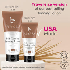 Beauty by Earth easy-application no-streaks tan lotion for smooth, comfortable self-tanning.