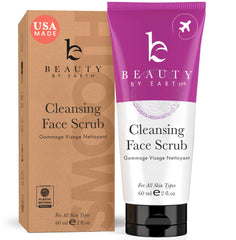 Beauty by Earth facial scrub in a jar for gentle exfoliation and USA-made quality.