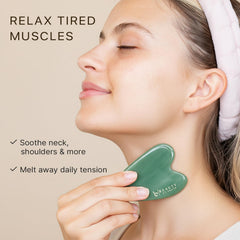 Beauty by Earth Jade Gua Sha body massage tool for tense areas.