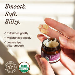 Beauty by Earth lip scrub berry packaging highlights USA-made organic ingredients