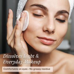 Beauty by Earth makeup remover cotton pad image shows gentle cleansing for eyes.