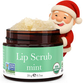 Beauty by Earth Mint Lip Scrub tin highlights organic ingredients for gentle hydration.