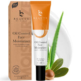 Beauty by Earth Oil Control Face Moisturizer bottle shows lightweight matte finish for oily skin