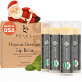 Beauty by Earth peppermint lip balm tube for cooling moisture on lips.