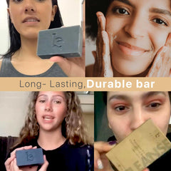 Beauty by Earth lather shot highlights detoxifying charcoal for a brightened-looking complexion