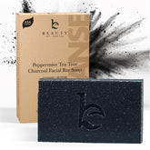 Beauty by Earth peppermint tea tree charcoal bar soap wrapped for daily cleansing ritual