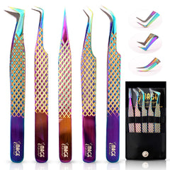 Image Beauty Insight fiber-tip tweezers in 90-degree angle for precise lash placement.