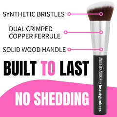 Beauty Junkees blush brush compatible with liquid, cream, and powder formulas.