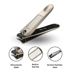 Beauty Power Nail Clippers Set anti-splash design keeps clippings contained during grooming.