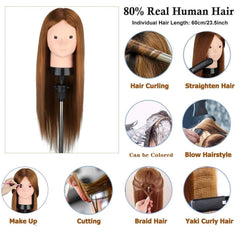 Beauty Star mannequin head length 23.5 inches for versatile styling options.