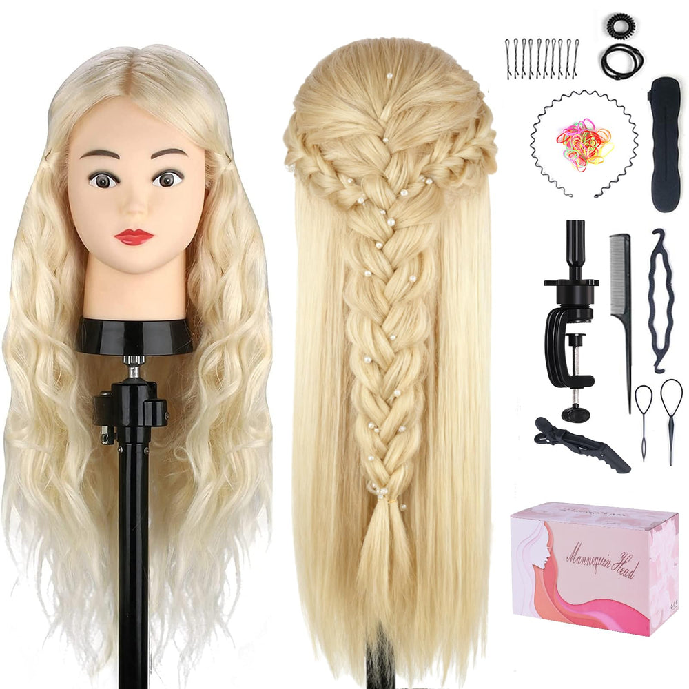 Beauty Star mannequin head real hair 65cm left view for long hairstyle practice