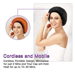B BEAUTYBABY Deep Conditioning Heat Cap on head for comfortable conditioning.
