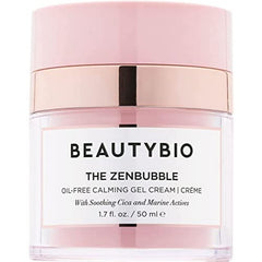 BeautyBio ZenBubble jar close-up showing sleek oil-free gel cream