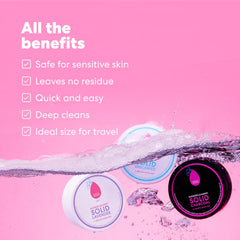 Beautyblender Blendercleanser Solid Lavender Bar features a natural exfoliant to lift grime.