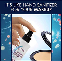 Beautysoclean powder palette sanitizer spray cleanses powders for crisper makeup application.