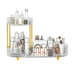 Organizador Beborxue para maquillaje 360° en tocador, acceso rápido y claro.