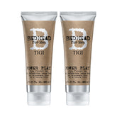 Bed Head for Men Power Play gel bottle shows firm hold with anti-frizz shine