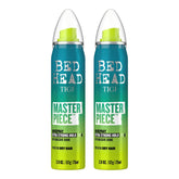 Bed Head Masterpiece hairspray bottle angled to show strong hold and shine.