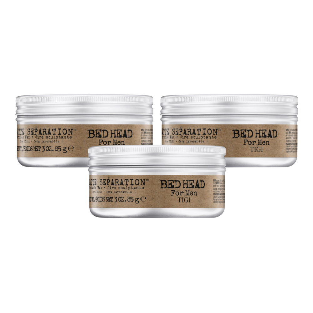 Bed Head Matte Separation Wax three-pack for all-day matte hold.