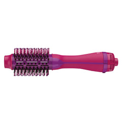 Bed Head One Step Volume Dryer pink brush close-up highlights detangling bristles for smoother styling.