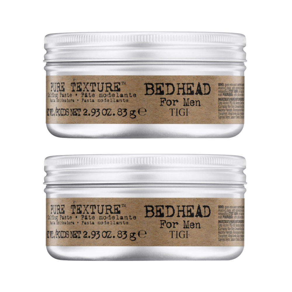 Bed Head Pure Texture Molding Paste pack closeup showing matte finish and texture control.