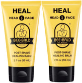 Bee Bald HEAL aftershave pack shot shows soothing balm for quick relief after shaving.