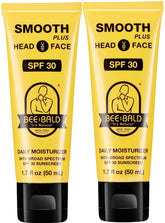 Bee Bald Smooth Plus bottle front showing SPF 30 protection for head and face skin.