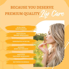 Bee Bella Lip Balm Peppermint ingredients shot highlights natural beeswax and vitamin E benefits.