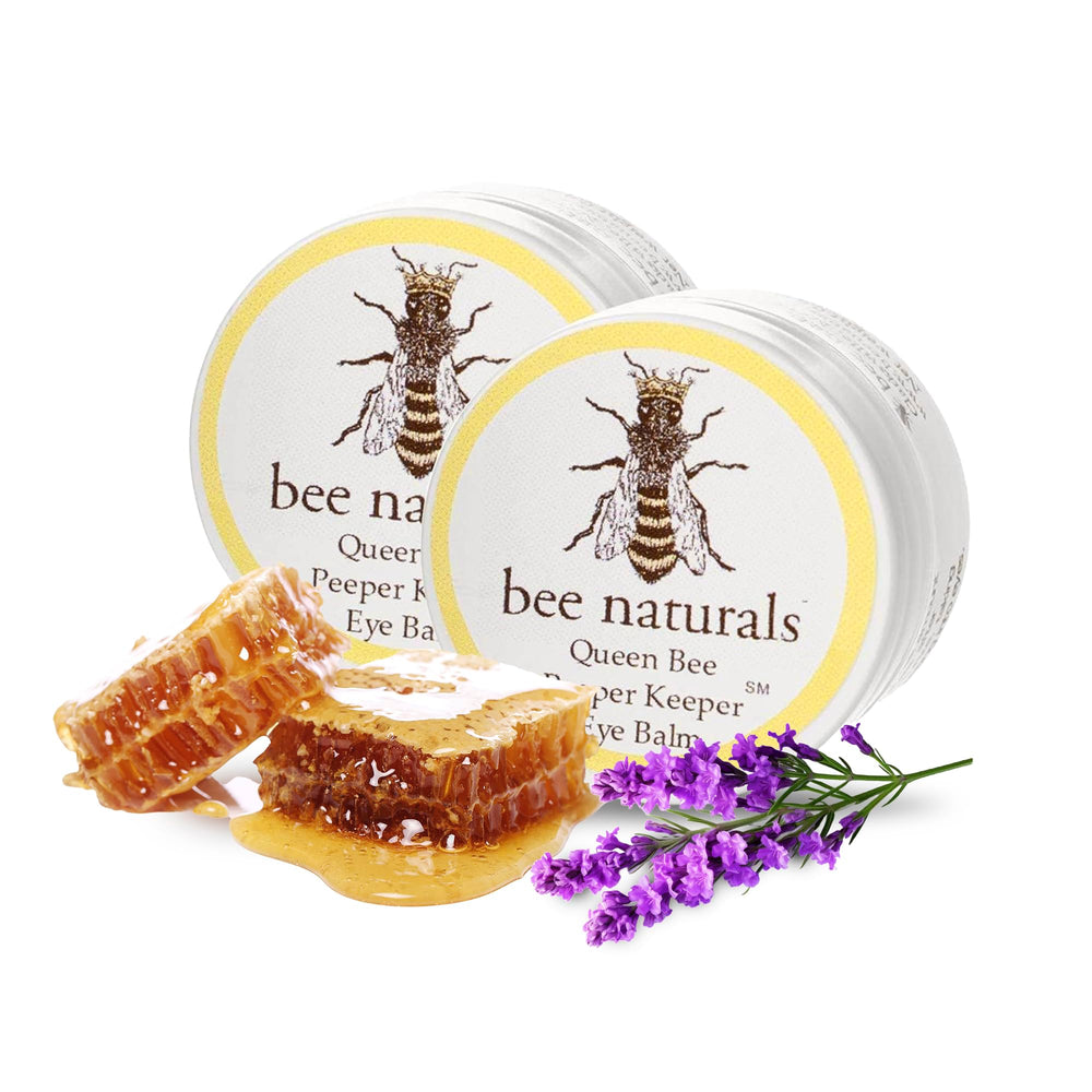 Bee Naturals Queen Eye Balm jar closeup showing creamy texture for hydrated under-eye area