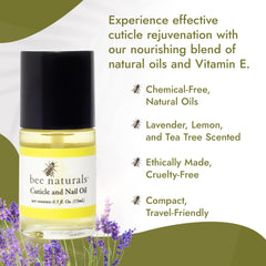 Bee Naturals Quick Fix Cuticle Oil Pen bottle close-up showing rich oil texture.