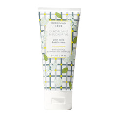 Beekman 1802 Glacial Mint & Eucalyptus hand cream bottle showing creamy hydration for daily use