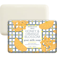 Beekman 1802 Goat Milk Body Soap Bar Honey Orange Blossom, creamy bar for nourished skin.