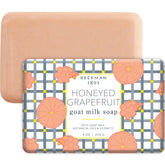 Beekman 1802 Goat Milk Soap Bar Honeyed Grapefruit close-up showing creamy bar texture for gentle cleansing and nourishment