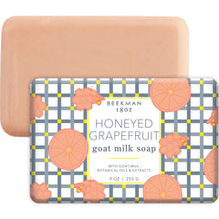 Beekman 1802 Goat Milk Soap Bar Honeyed Grapefruit close-up showing creamy bar texture for gentle cleansing and nourishment