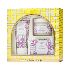 Beekman 1802 Wake Up Lilacs gift-set packaging, gift-ready and elegant