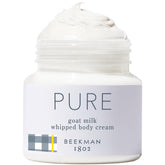 Beekman 1802 whipped body cream jar closeup showing silky texture for long-lasting hydration