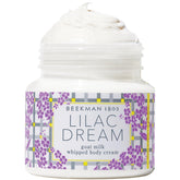 Beekman 1802 whipped body cream jar for instant skin hydration.
