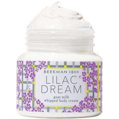 Beekman 1802 whipped body cream jar for instant skin hydration.