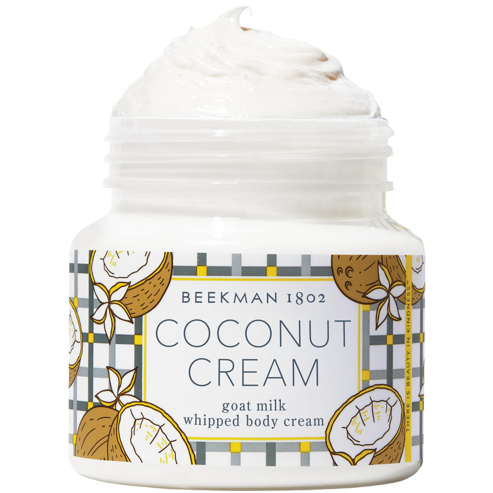 Beekman 1802 Whipped Body Cream jar ready for hydrating, soft skin.