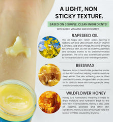 Beesaluxe Beesalene Original being applied on skin shows light, non-greasy hydration.