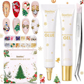 Beetles 3D gel nail art rhinestones kit with Christmas decorations for festive manicures.